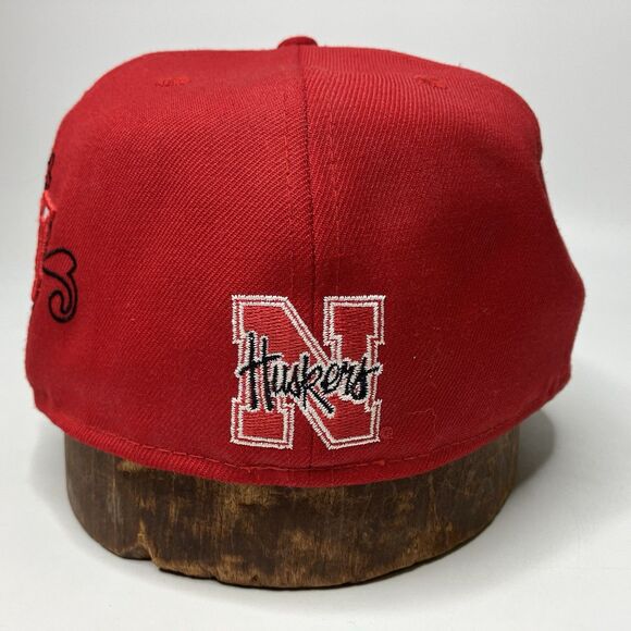 Nebraska Huskers Wool Hat Cap New Era 59FIFTY Red Fitted 7 1/4 Under Brim Tags - Picture 7 of 13